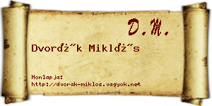 Dvorák Miklós névjegykártya